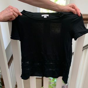 Aritzia Wilfred Black Top with Lace Detailing